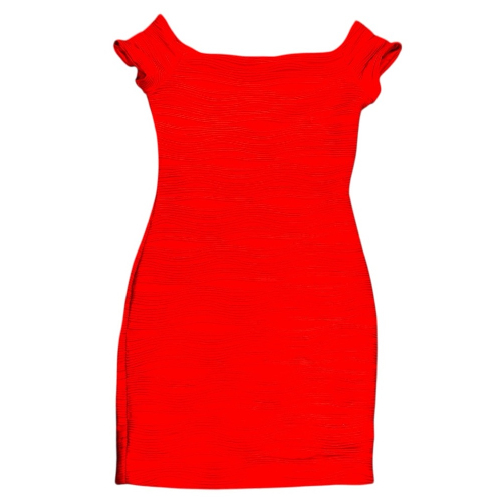 Vintage 90s Red Bodycon Stretchy Ribbed Mini Wet Seal Dress made in USA - sz L
